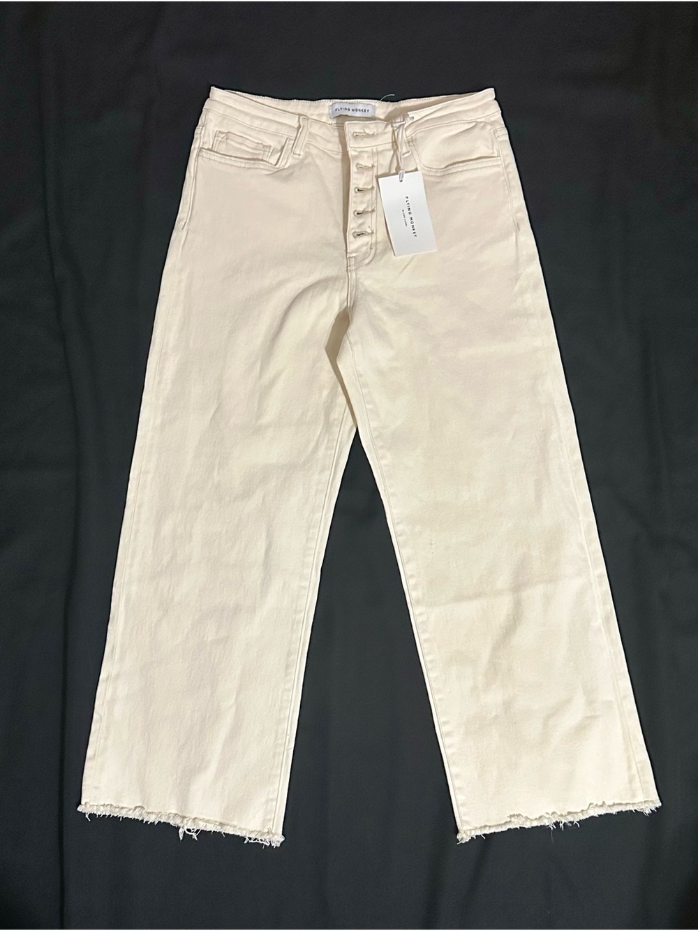 Flying Monkey Cream Wide-Leg Button-Fly Jeans